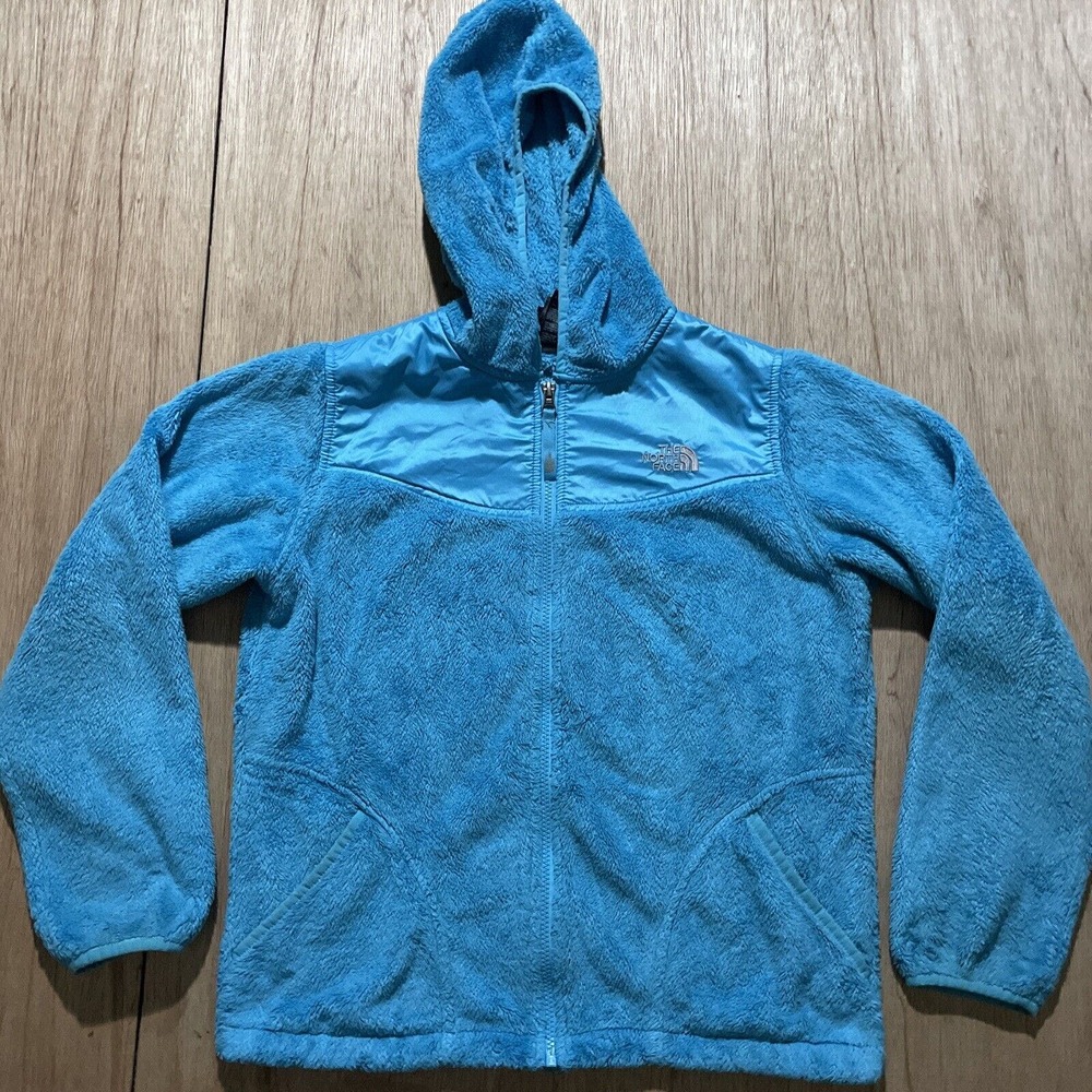The North Face Size XL (18) Girls Blue Long Sleeve‎ Fleece Full Zip Hoodie